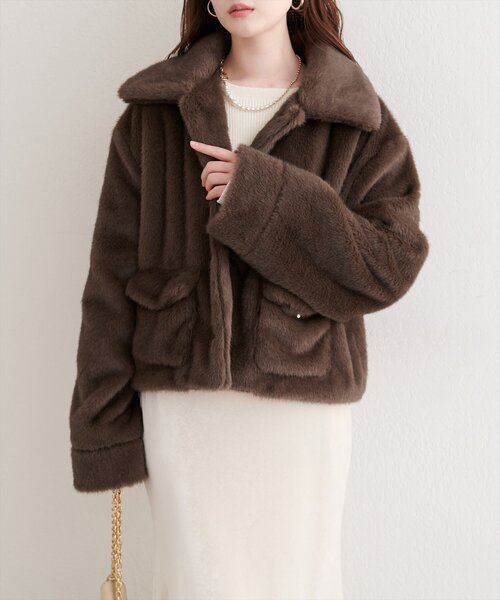 natural couture コート アウター フェイクファーショートコート