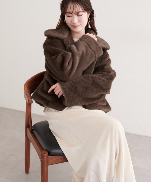 natural couture コート アウター フェイクファーショートコート