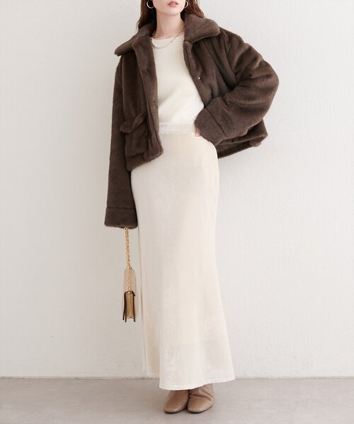 natural couture コート アウター フェイクファーショートコート