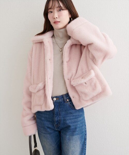 natural couture コート アウター フェイクファーショートコート