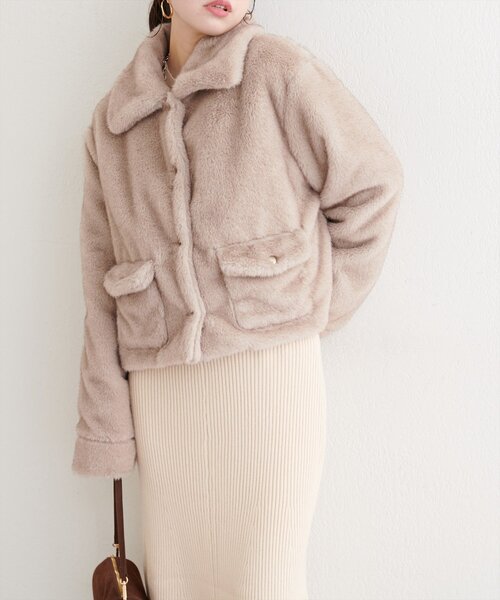 natural couture コート アウター フェイクファーショートコート