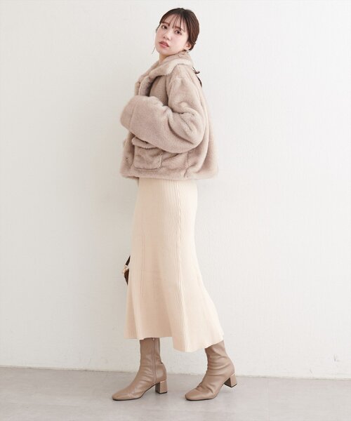 natural couture ムートンコートライダースジャケットフェイクファー フェイクファームートンブルゾン | natural couture(ナチュラル
