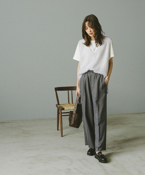 「GLOBAL WORK」 イージーパンツ MEDIUM チャコールグレー レディース_画像4