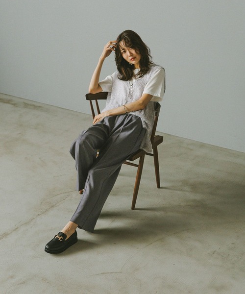 「GLOBAL WORK」 イージーパンツ MEDIUM チャコールグレー レディース_画像7