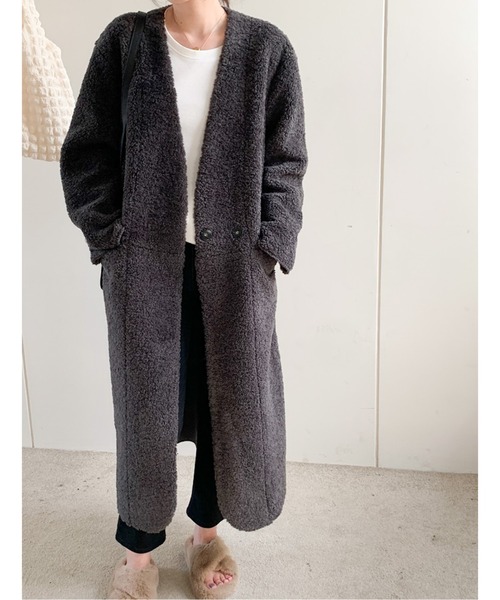 cheer札幌 ノーカラー ロングコート cheer札幌 ノーカラー ロングコート - メルカリ