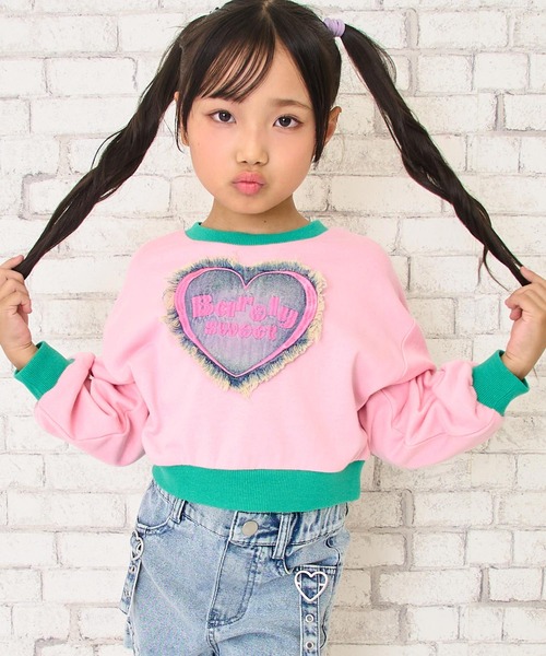 ANAP kids（アナップキッズ） ハート デニムワッペン 配色 スウェット 