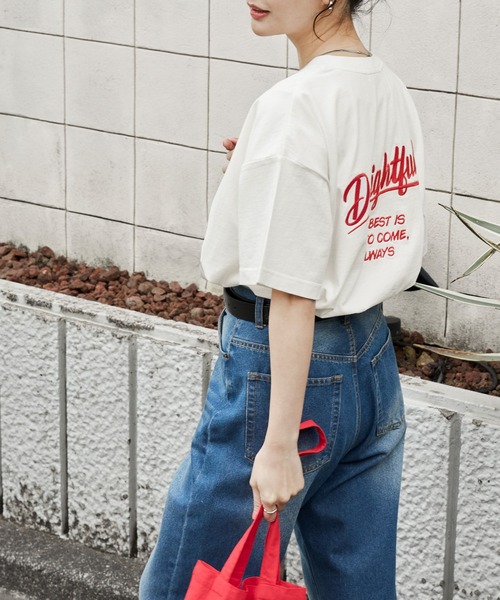 MONO-MART（モノマート） tシャツ 半袖 カレッジロゴ刺繍 サイド