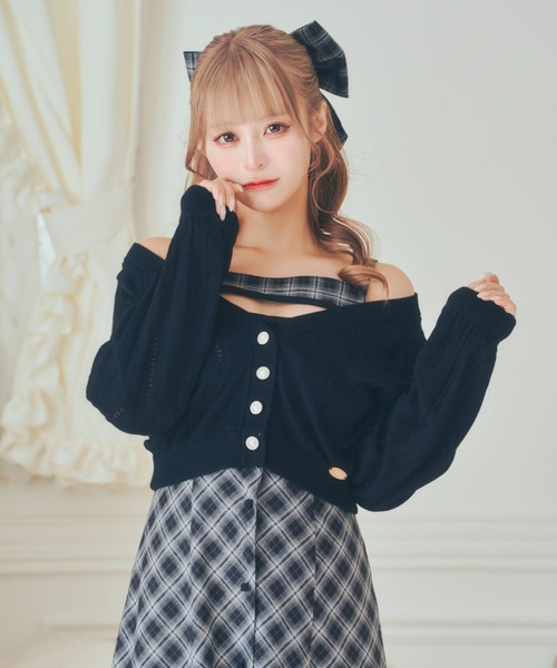 LAFARY（ラファリー） カーディガン ロゴプレート付きカーディガン