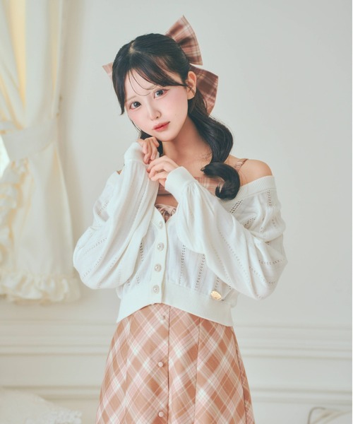 LAFARY（ラファリー） カーディガン ロゴプレート付きカーディガン