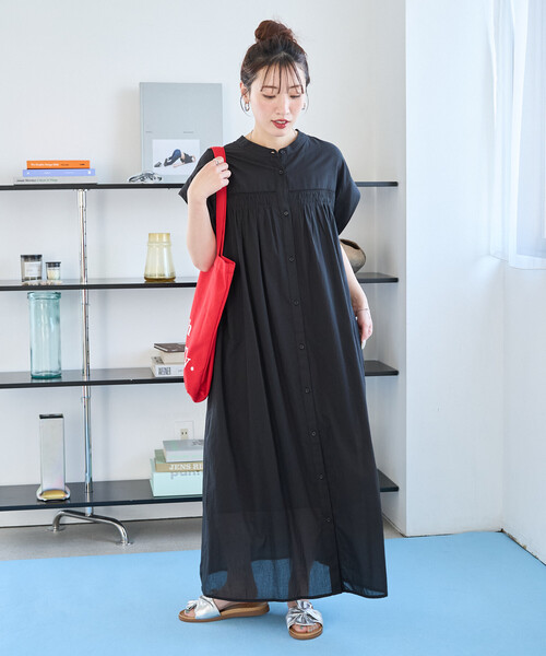 ワンピース 限定展開　インドボイル ハシゴレース ボタン ノースリーブ ワンピースの画像