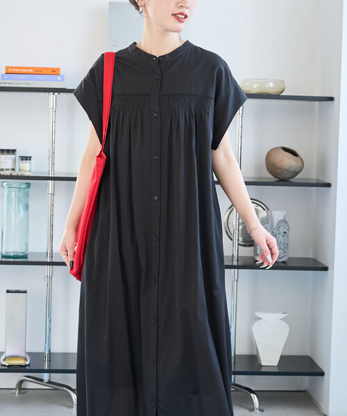 ワンピース 限定展開　インドボイル ハシゴレース ボタン ノースリーブ ワンピースの画像
