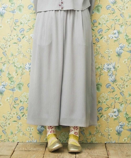 ワイドパンツ パンツ RIO ベルト付き楊柳ワイドパンツ レディース