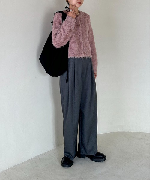 「feepur」 ニットカーディガン MEDIUM ピンクベージュ レディース_画像6