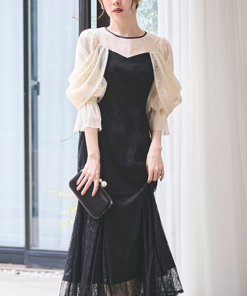 RUIRUE BOUTIQUE（ルイルエブティック） 7分袖ワンピース L ブラック