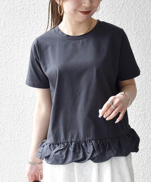 tシャツ SHIPS any:「多機能/洗濯機可能」マルチファンクション ドッキング ヘム コンパクト TEE レディースの画像