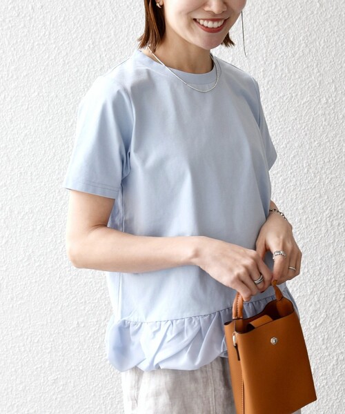 tシャツ SHIPS any:「多機能/洗濯機可能」マルチファンクション ドッキング ヘム コンパクト TEE レディースの画像