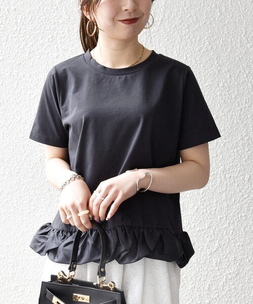 tシャツ SHIPS any:「多機能/洗濯機可能」マルチファンクション ドッキング ヘム コンパクト TEE レディースの画像