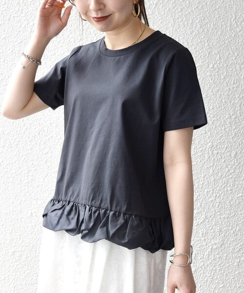 tシャツ SHIPS any:「多機能/洗濯機可能」マルチファンクション ドッキング ヘム コンパクト TEE レディースの画像