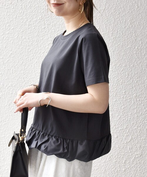 tシャツ SHIPS any:「多機能/洗濯機可能」マルチファンクション ドッキング ヘム コンパクト TEE レディースの画像