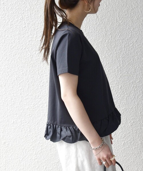 tシャツ SHIPS any:「多機能/洗濯機可能」マルチファンクション ドッキング ヘム コンパクト TEE レディースの画像