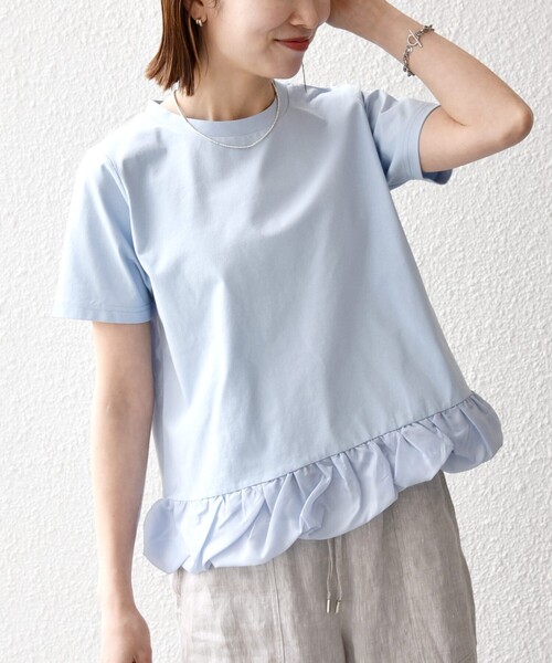 tシャツ SHIPS any:「多機能/洗濯機可能」マルチファンクション ドッキング ヘム コンパクト TEE レディースの画像