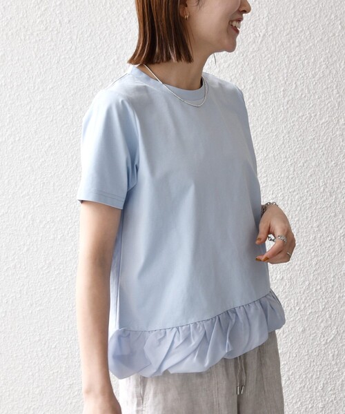tシャツ SHIPS any:「多機能/洗濯機可能」マルチファンクション ドッキング ヘム コンパクト TEE レディースの画像