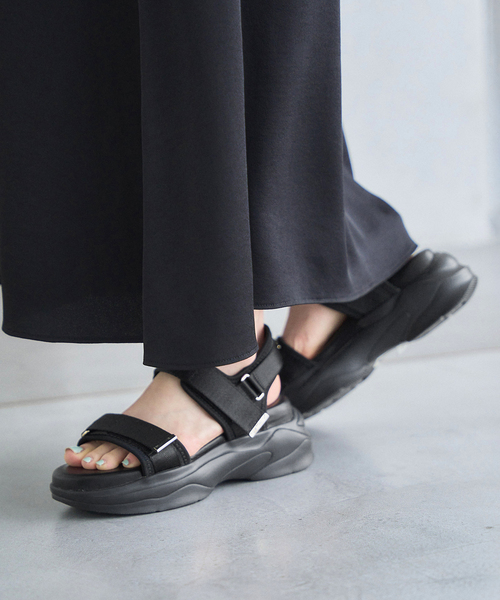 Le Talon GRISE レザーvibram ダブルベルト サンダル 37 GRISEレザーVIBRAMバックリブショートブーツ（ブーティ・ショート