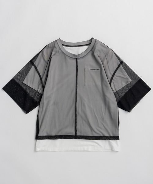 Maison Special レイヤードデザイン Tシャツ ホワイト/ブラック MAISON SPECIAL（メゾンスペシャル） tシャツ 「PRE-ORDER」Sheer