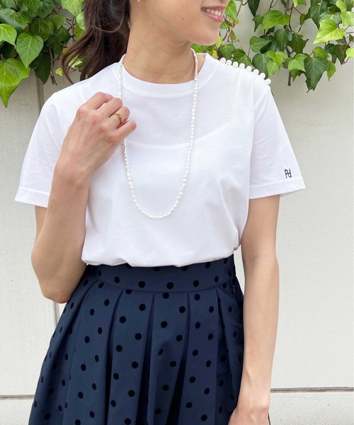 「PICCIN PERLA」 半袖カットソー M オフホワイト レディース_画像4