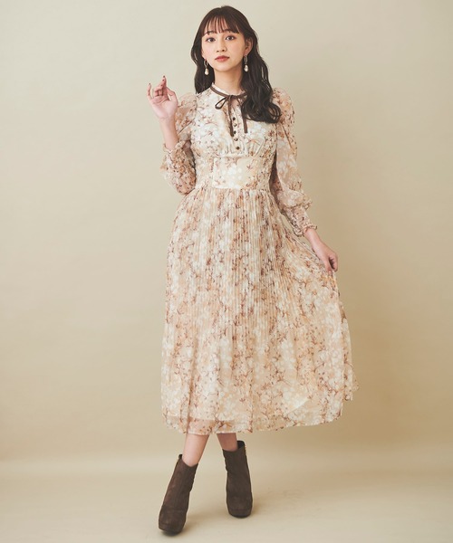 「31 Sons de mode」 長袖ワンピース 38 ベージュ レディース_画像2