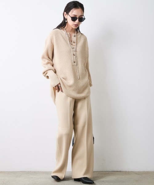 CHIC STYLE（シックスタイル） ニット セーター 畦編みヘンリーネック