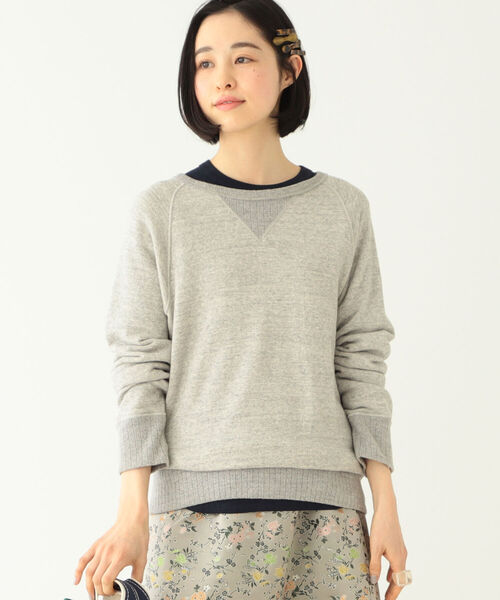 スウェット BEAMS BOY 針抜き リブ クルーネック スウェット