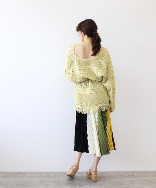 DRESSLAVE カーディガン cotton tapeyarn fringe cardigan