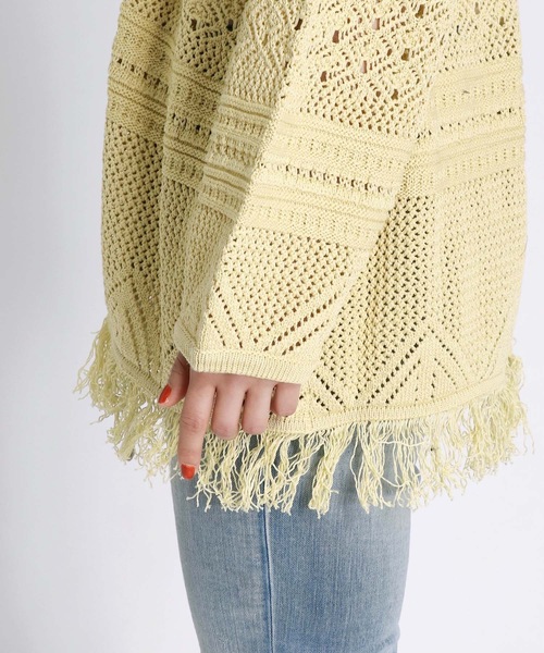 DRESSLAVE カーディガン cotton tapeyarn fringe cardigan