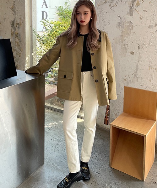 ステンカラーコート コート 「Fano Studios」Blocking lapel single