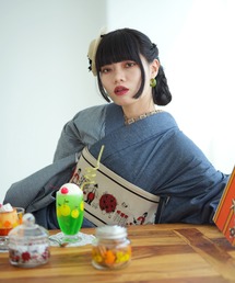 アデリアレトロ　ニコアンティーク　半幅帯 utatane 着物 「アデリアレトロ×ニコアンティーク」デニム着物