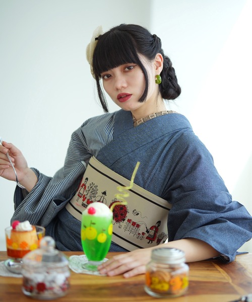 新品【おとぎ話×ベージュ】アデリアレトロ ニコアンティーク 浴衣単品 着物セット ニコアンティーク×アデリアレトロ フリーサイズ（身長155