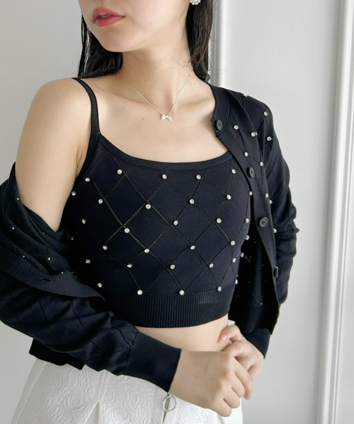 ◤Aya◢極美品✨エムズグレイシー　アンサンブルニット　長袖　ビジュー Loueme カーディガン ジュエルビジューカーディガン＋ニット