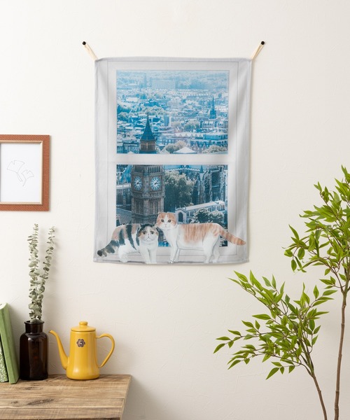 Jubilee（ジュビリー） ポスター ファブリックポスター 窓に風景と猫