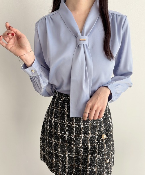 miniministore ブラウス シャツ ボウタイ レディース Vネック