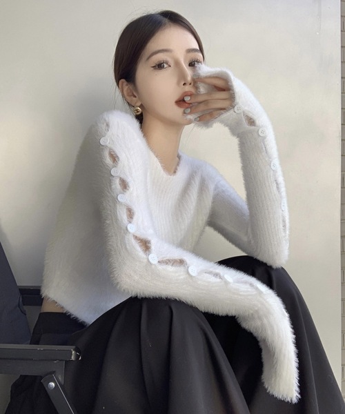 shopnikoniko（ショップにこにこ） ニット セーター クロップド丈 袖