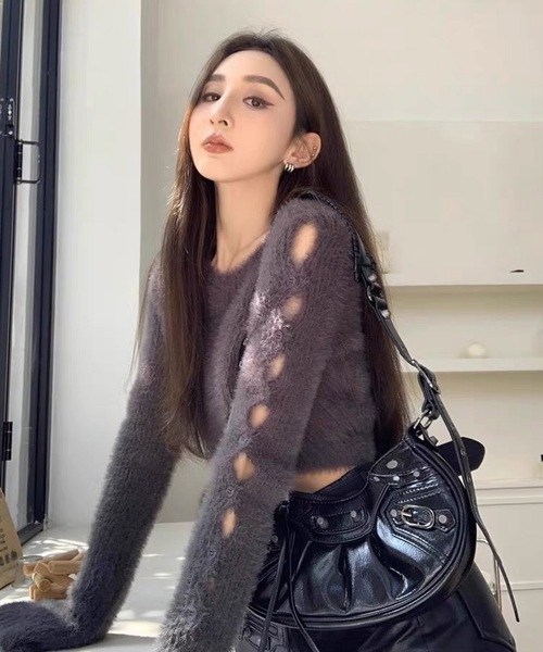 shopnikoniko（ショップにこにこ） ニット セーター クロップド丈 袖