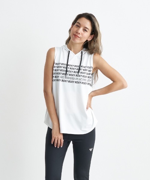 レディース ゴルフ フード付き ノースリーブ トップス シルキータッチ ブラック ROXY タンクトップ ノースリーブ GO WITH THE FLOW/ロキシー速乾