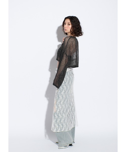 新品タグ付き☆レリアン☆ラメメッシュニットパーカー☆9号M☆ホワイト☆日本製 Adoon plain ニット セーター ラメメッシュニット レディース