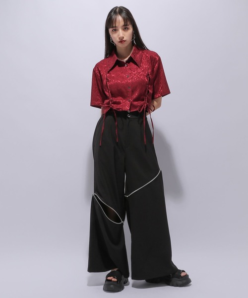 パンツ ジップカットアウトワイドパンツ(HARE) レディース : 83996966  