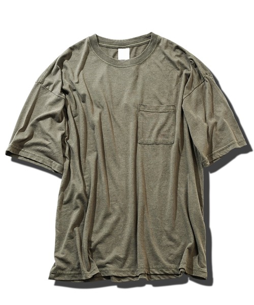 ウォッシュ加工シワクルーネックTEE JIGGYS SHOP tシャツ スノーウォッシュ加工ワイドポケット付き