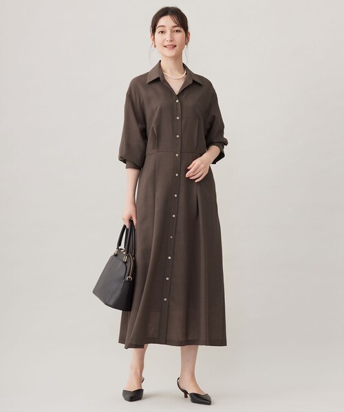 【絶品】 自由区 シャツワンピース ドレス トロピカルストレッチシャツ ワンピース