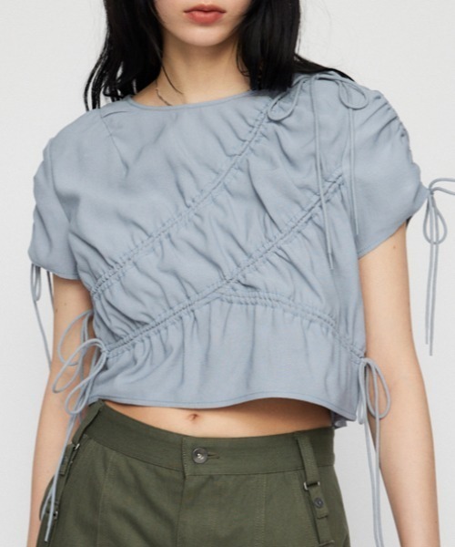 LAGUA GEM tシャツ RONDOM SHIRRING ハーフスリーブトップス
