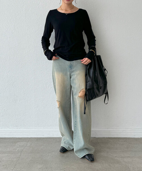 tシャツ 「MYSELFbyRD（マイセルフバイリヴドロワ）」baseLongTee レディース MYSELFbyRD（マイセルフバイリヴドロワ）】baseLongTee（Tシャツ