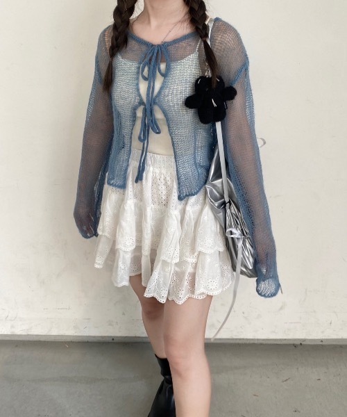 ニット セーター 前後2WAY バックリボンシアーニット レディース nemne ニット セーター 前後2wayシアーリボンニット レディース